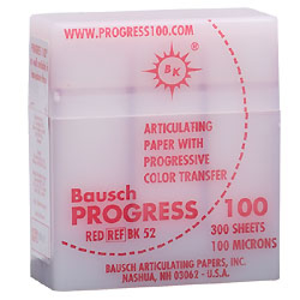 Bausch BK52 Artikulationspapier mit progressiver Farbtönung 100µ Spenderpackung 300 Streifen rot